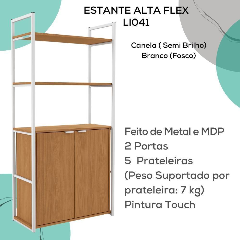 Estante Alta Flex 2 Portas 151x33 Cm Li041 Canela Branco Kpb Canela Branco - 4