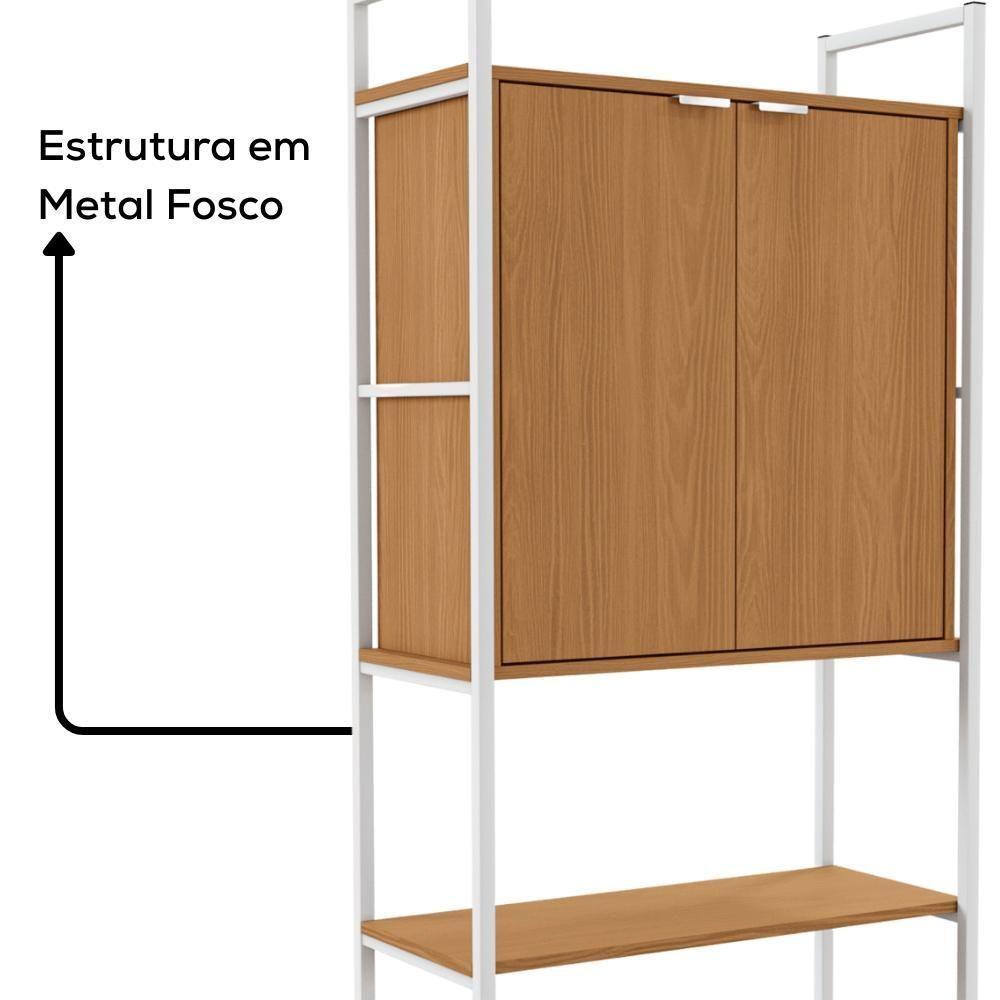 Estante Alta Flex 2 Portas 151x33 Cm Li041 Canela Branco Kpb Canela Branco - 5