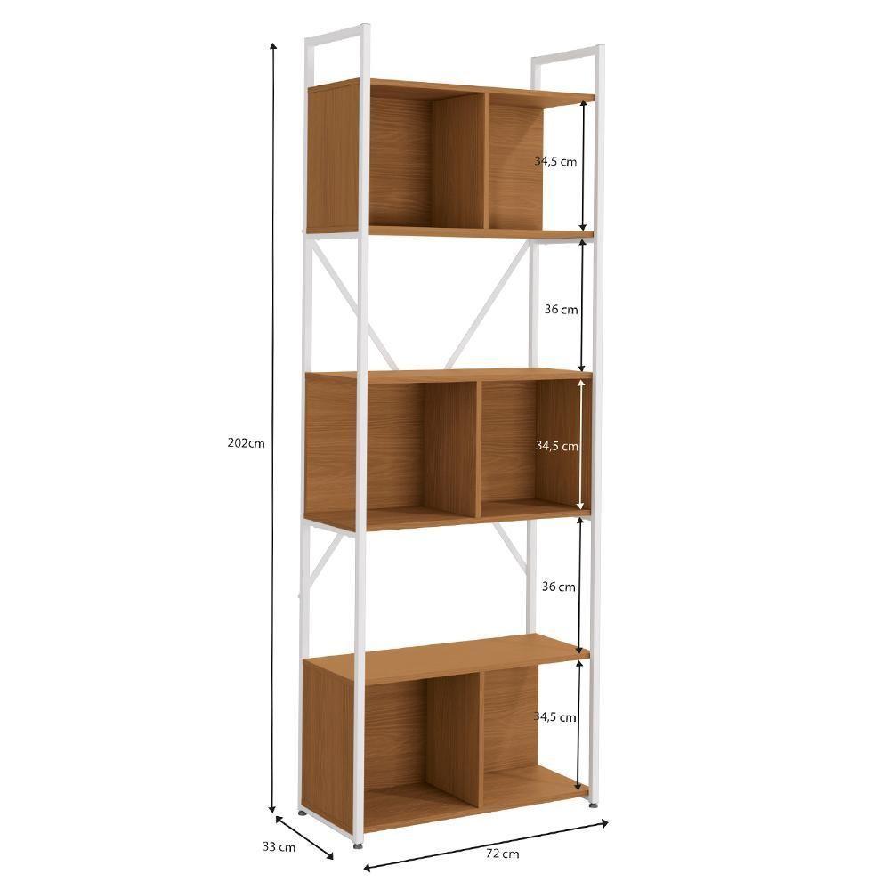 Estante Alta Com 3 Nichos 202x72 Cm Li014 Canela Branco Kpb Canela Branco - 3