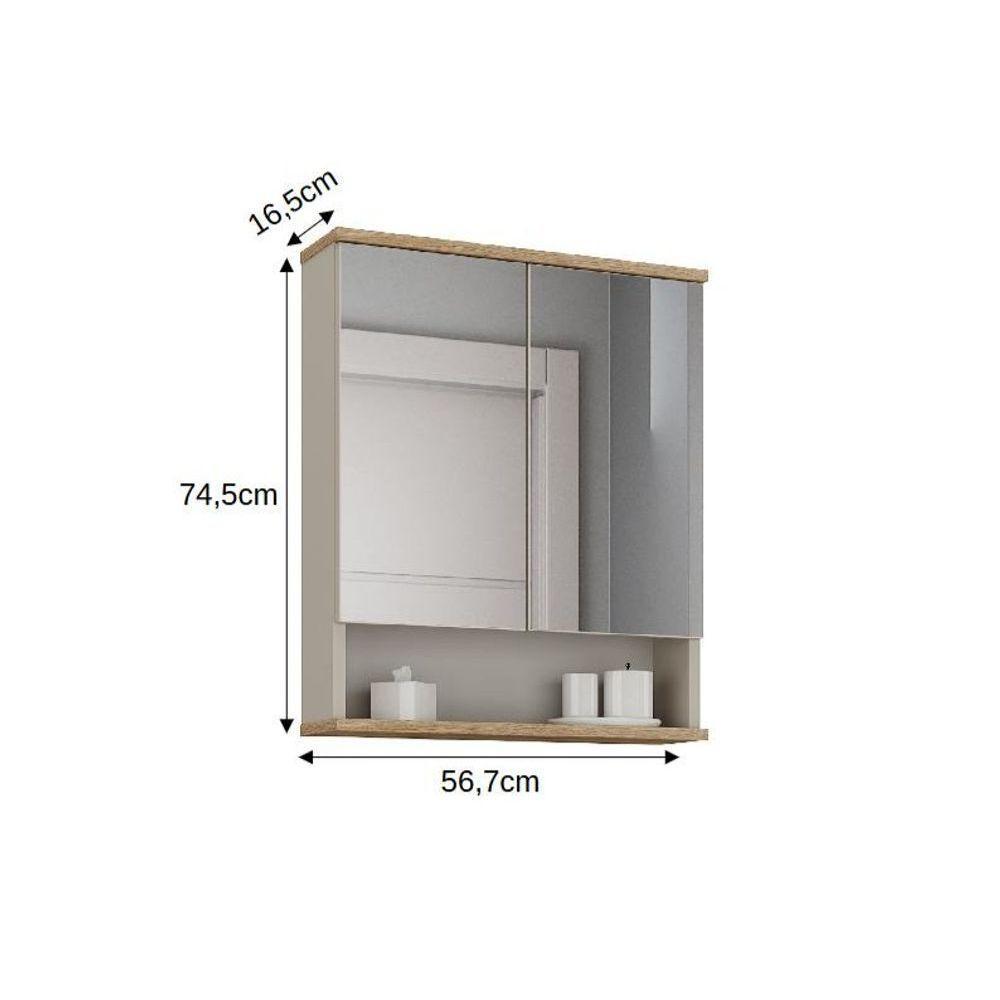 Espelheira Aqua 56,7cm Estilare Esp4003 Nude/carvalho - 4
