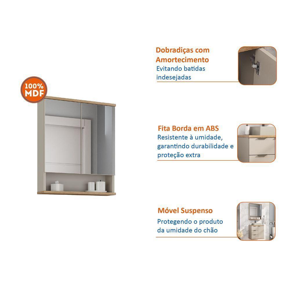 Espelheira Aqua 56,7cm Estilare Esp4003 Nude/carvalho - 6