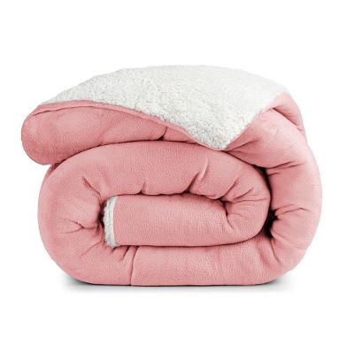 Edredom Versatil Queen Dupla Face Sherpa Toque Lã Carneiro - Rosa - 100% Poliéster