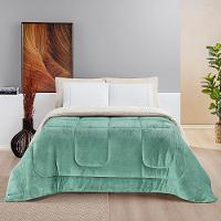 Edredom Versatil Solteiro Dupla Face Sherpa Toque Lã Carneiro - Alecrim - 100% Poliéster