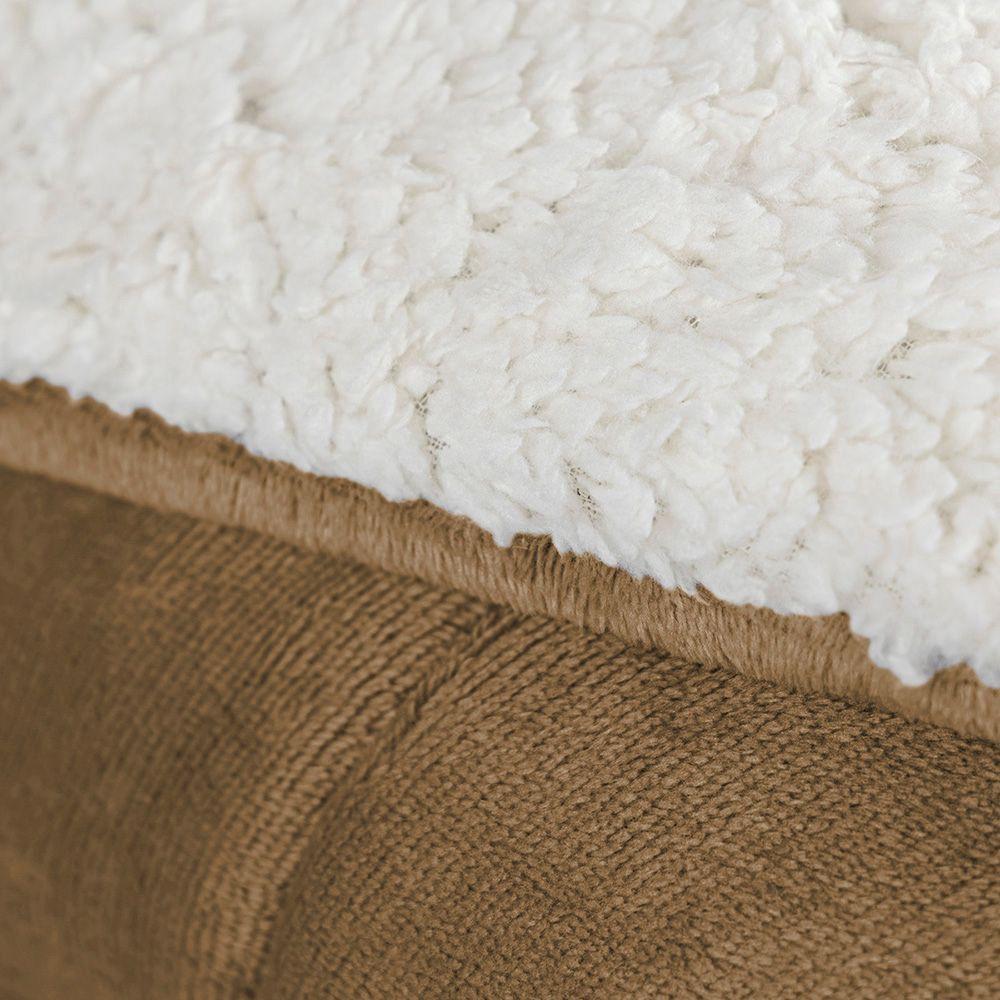 Edredom Versatil Queen Dupla Face Sherpa Toque Lã Carneiro - Cáqui - 100% Poliéster - 3