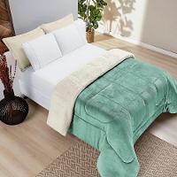 Edredom Versatil King Dupla Face Sherpa Toque Lã Carneiro - Alecrim - 100% Poliéster - 5