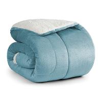 Edredom Esquimó Solteiro Dupla Face Sherpa - Azul Quartzo - 100% Poliéster - 2