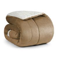 Edredom Coberdrom Insinuante King Sherpa Toque Lã Carneiro - Cáqui - 100% Poliéster - 2