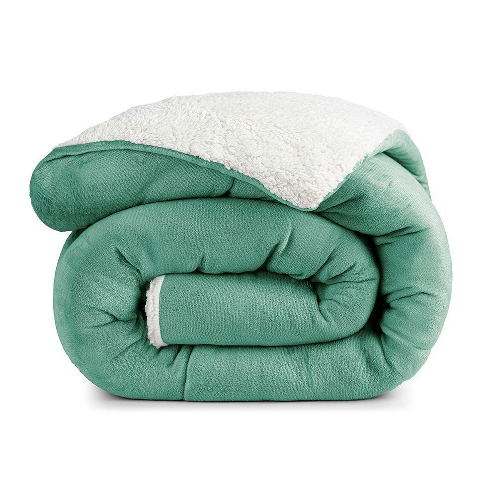 Edredom Coberdrom Insinuante King Sherpa Toque Lã Carneiro - Alecrim - 100% Poliéster - 1