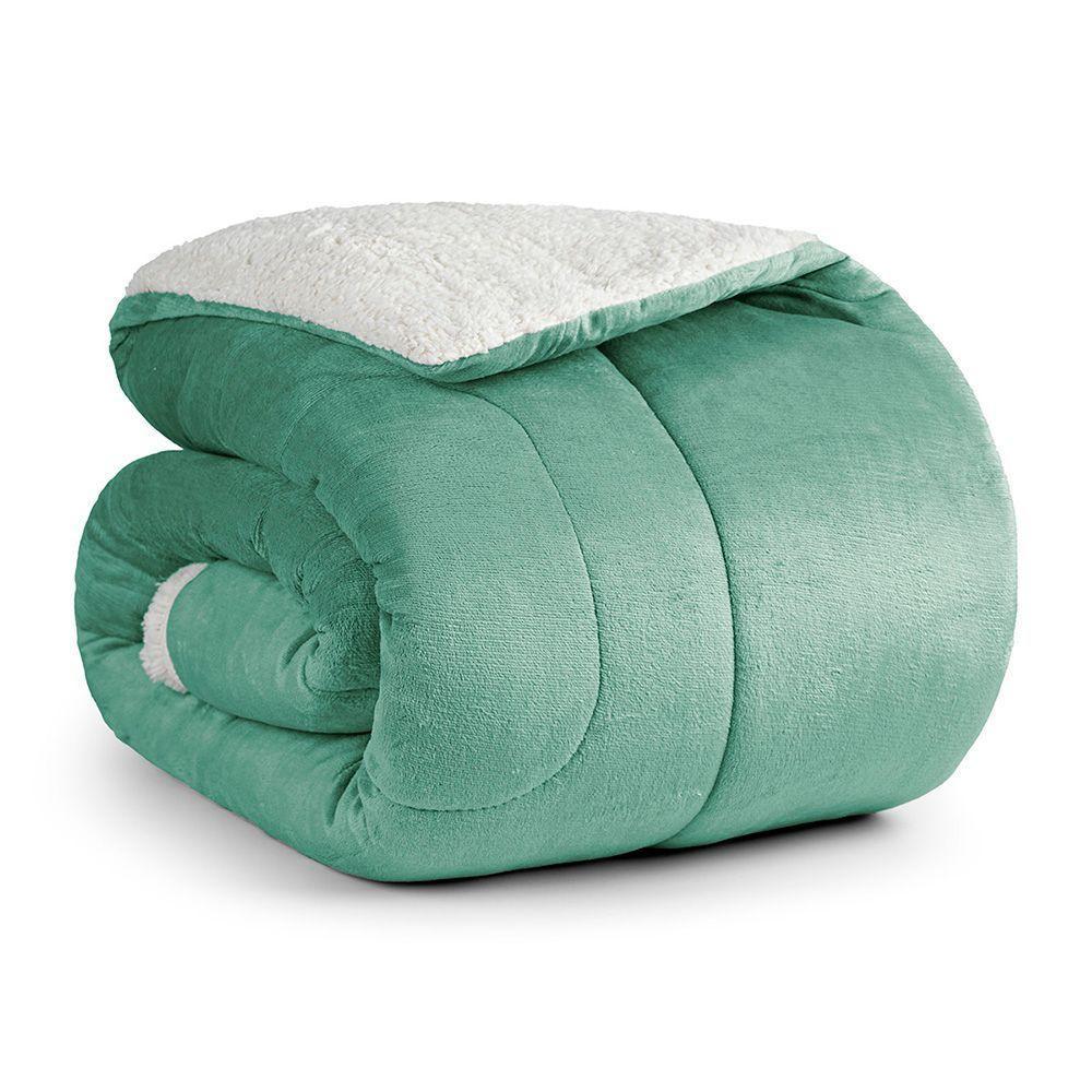 Edredom Coberdrom Insinuante King Sherpa Toque Lã Carneiro - Alecrim - 100% Poliéster - 2