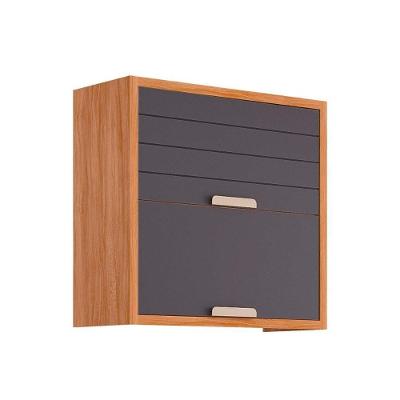 Armário De Cozinha Modulado Eloise C- 2 Portas Basculante Riscadas 80 Cm Cinamomo-titanium - Mgm