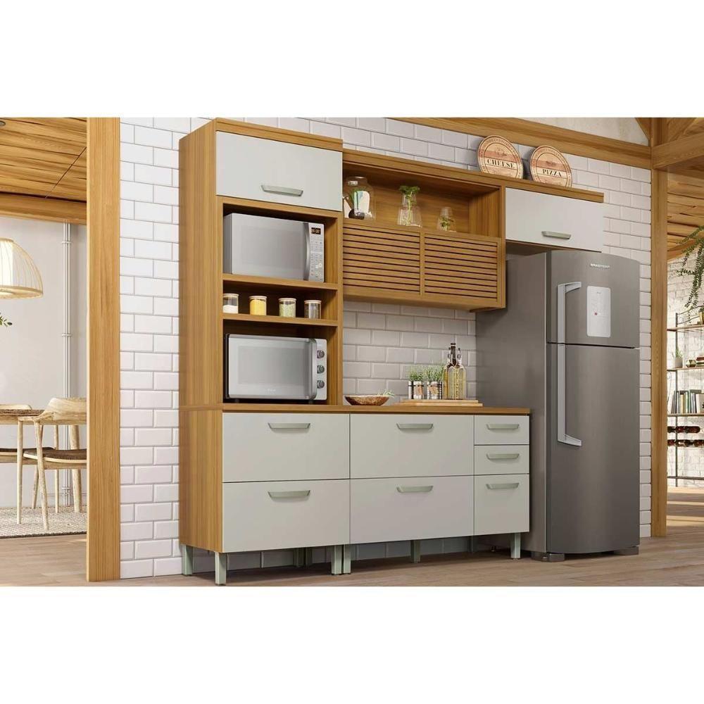 Cozinha Modulada Nesher Princesa 3 Peças (1aéreo+1balcão+1paneleiro) C6p62 Freijo-off White-nesher - 1