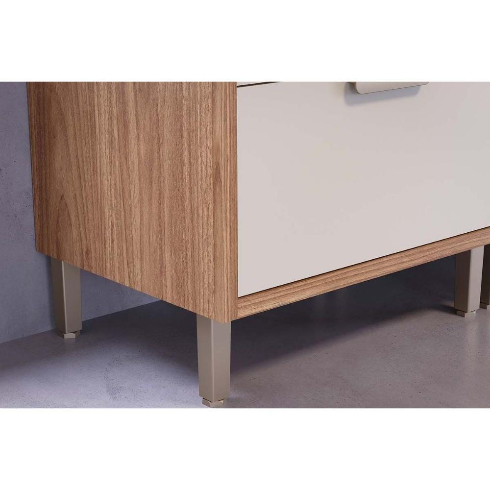 Paneleiro De Cozinha Eloise C- 2 Portas Basculantes Riscadas 1 Nicho P- Forno E 2 Gavetas 70 Cm Cinamomo-platina - Mgm - 5