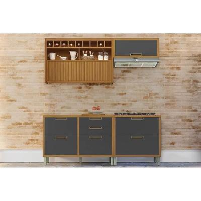 Cozinha Modulada Nesher Imperatriz 4 Peças (2aéreos+2balcões) C6p44 Freijo-grafite-nesher