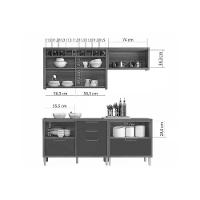 Cozinha Modulada Nesher Imperatriz 4 Peças (2aéreos+2balcões) C6p44 Freijo-grafite-nesher - 5