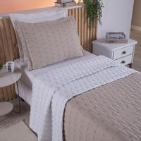 Cobre Leito 2 Peças Solteiro Percal 200 Fios Cristal 100% Poliéster - Avelã - 2