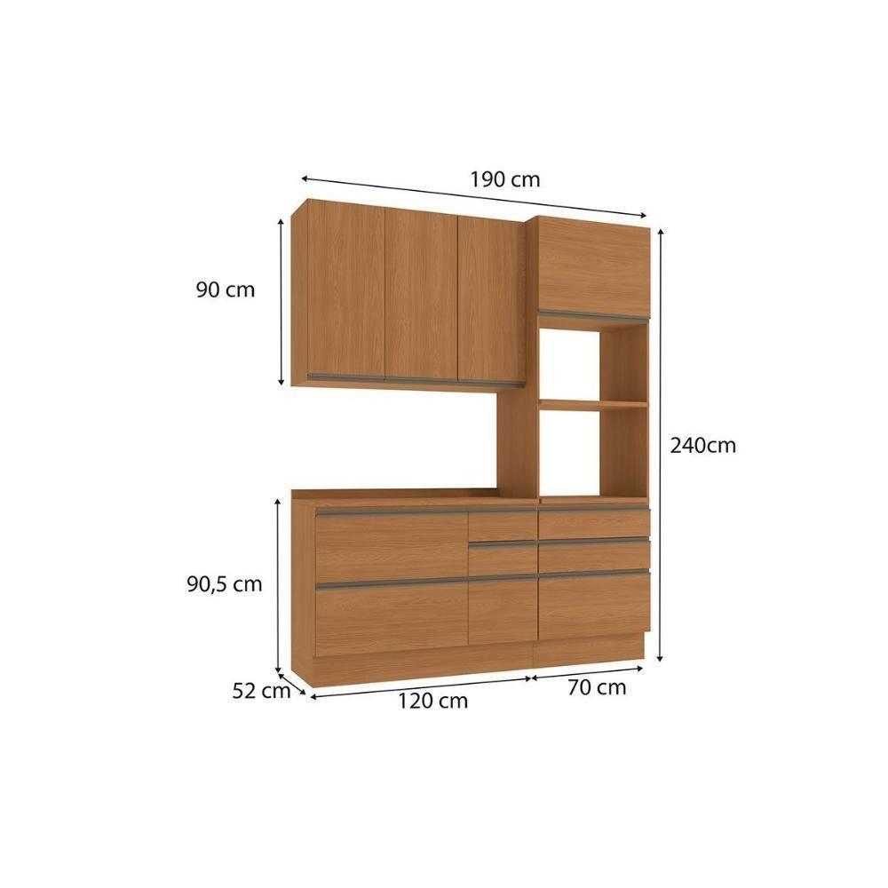 Kit De Cozinha Completa 4 Peças Maxxi (1aéreo+1balcão+1torrequente+1complemento) C4p162 Canela - Kappesberg - 3