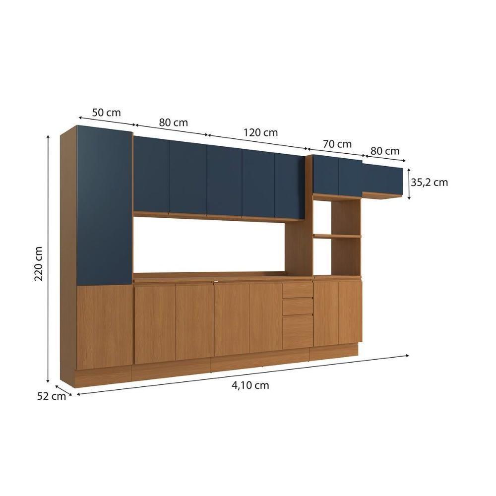 Kit Cozinha Modulada 9 Peças Ciela (3aéreos+2balcões+1paneleiro+1torrequente+2complementos) C9p64 Canela-kappesberg - 3