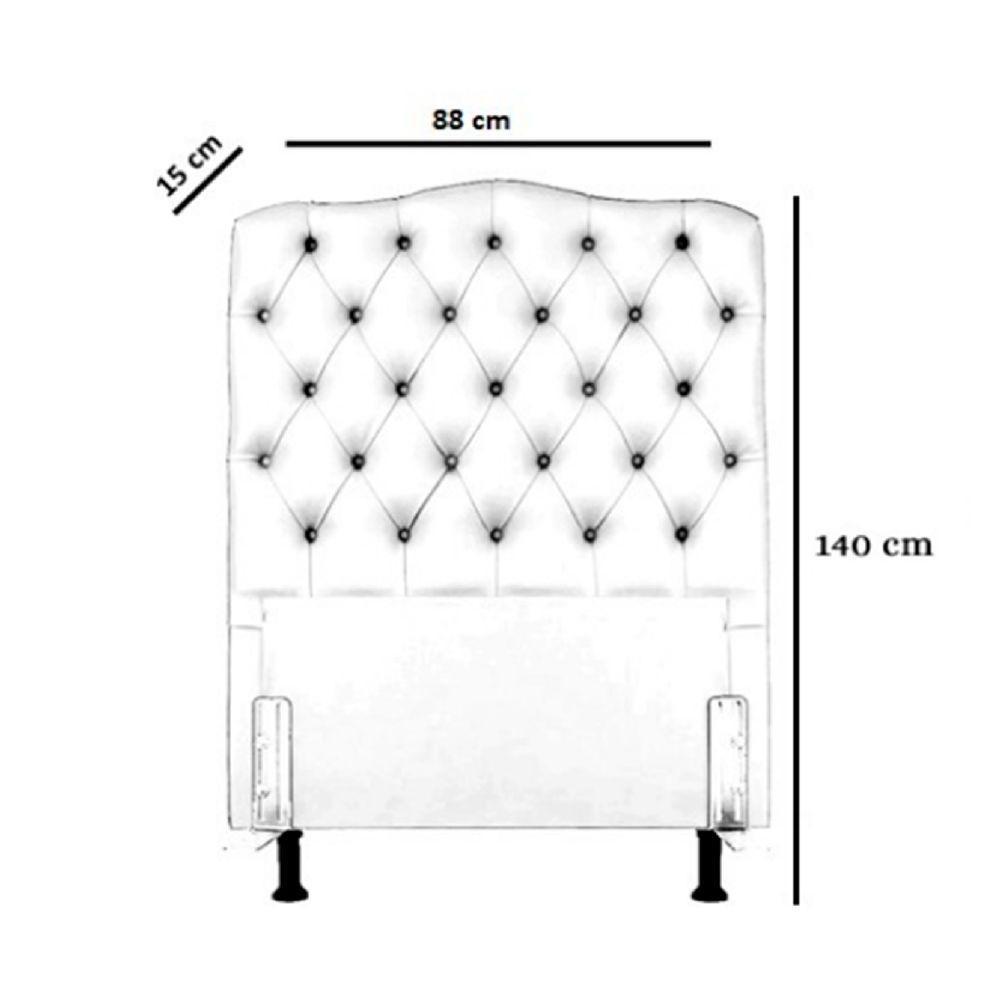 Cabeceira Solteiro 88 - Bello Box - Dunas Sintético Branco - 3