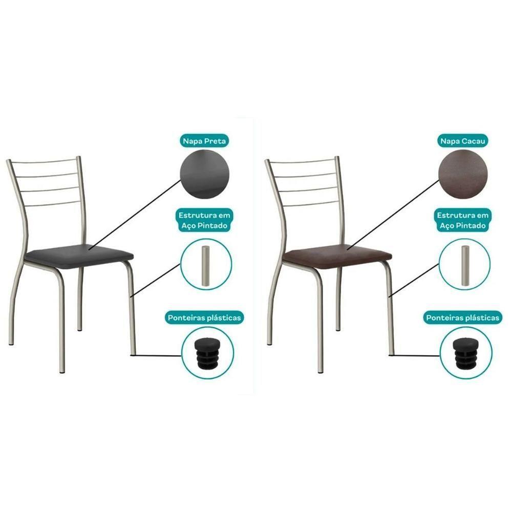 Kit 6 Cadeiras Sala Jantar 1700 6 Un Preto- Courano Preto - Carraro - 3