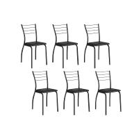Kit 6 Cadeiras Sala Jantar 1700 6 Un Preto- Courano Preto - Carraro - 1