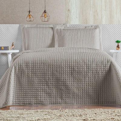 Cobre Leito 3 Peças Queen Percal 200 Fios Plata 100% Poliéster - Bege