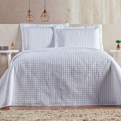 Cobre Leito 3 Peças Queen Percal 200 Fios Plata 100% Poliéster - Branco