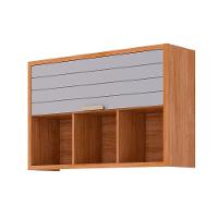 Módulo Cozinha Mgm Eloise Armário C- 1 Porta Basculante Riscada E 3 Nichos 120 Cm Cinamomo-platina-mgm - 1