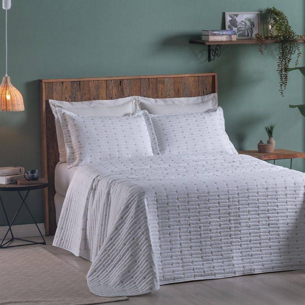 Cobre Leito 3 Peças King Percal 200 Fios Decor 100% Poliéster - Branco - 5