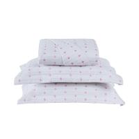 Cobre Leito 3 Peças Queen Percal 200 Fios Decor 100% Poliéster - Branco/pink - 1