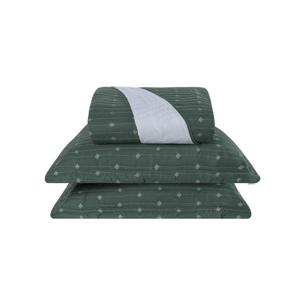 Cobre Leito 3 Peças Queen Percal 200 Fios Decor 100% Poliéster - Verde - 1