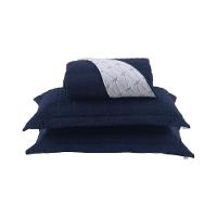 Cobre Leito 3 Peças Queen Percal 200 Fios Cristal 100% Poliéster - Azul Marinho - 1