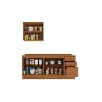 Cozinha Modulada Completa Ciela 5 Peças (1aéreo+2balcões+2complementos) C5p118 Canela-azul Profundo - Kappesberg