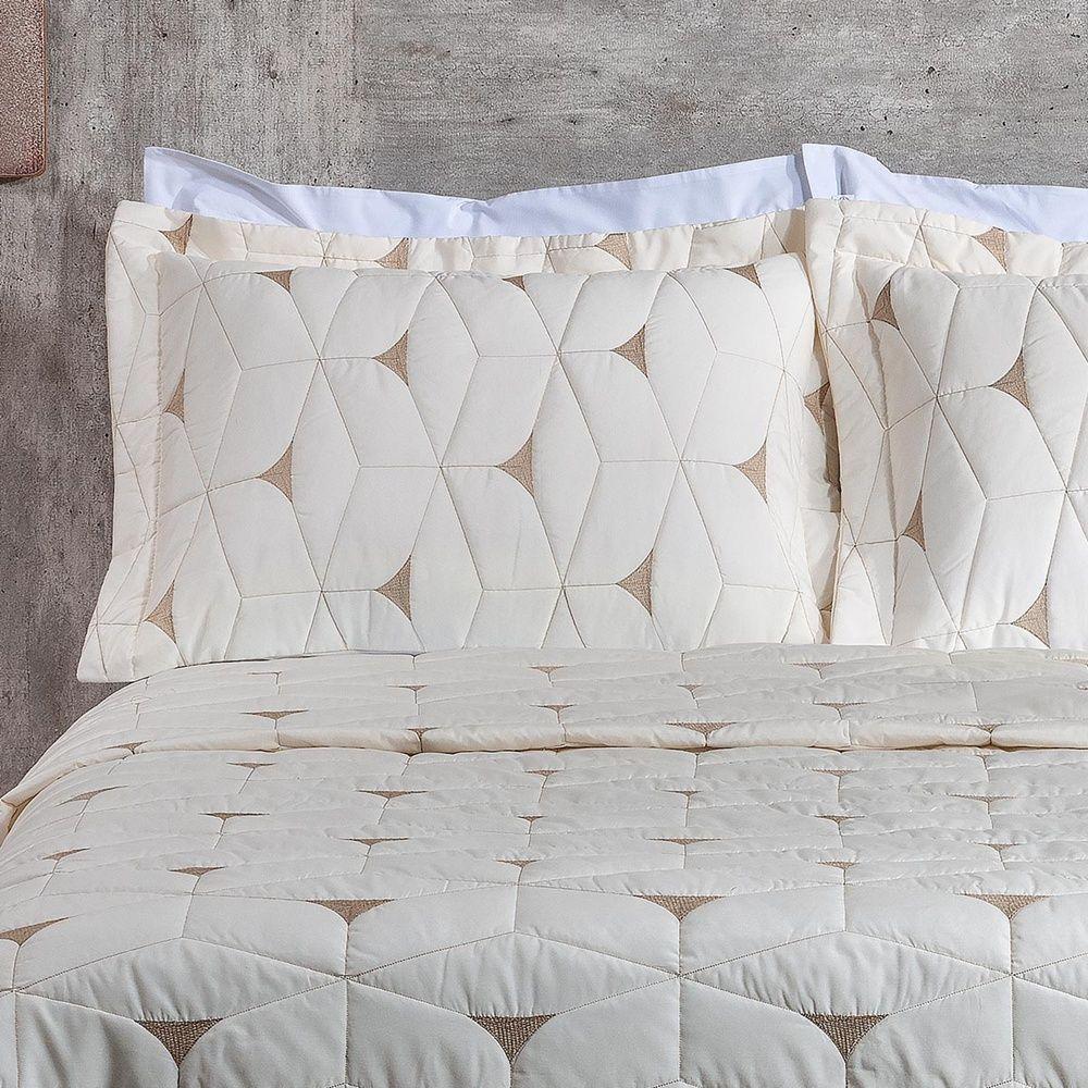 Cobre Leito 3 Peças Queen Percal 180 Fios Berlim 60% Algodão 40% Poliéster - Palha - 3