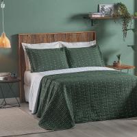 Cobre Leito 3 Peças Casal Percal 200 Fios Decor 100% Poliéster - Verde - 5