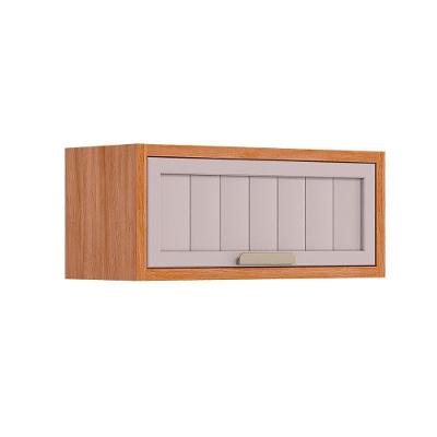 Armário Aéreo Cozinha Modulado Estela Geladeira C- 1 Porta Basculante Ripada 80 Cm Cinamomo-off White - Mgm