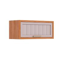 Armário Aéreo Cozinha Modulado Estela Geladeira C- 1 Porta Basculante Ripada 80 Cm Cinamomo-off White - Mgm - 1