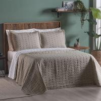 Cobre Leito 3 Peças Casal Percal 200 Fios Decor 100% Poliéster - Avelã - 2