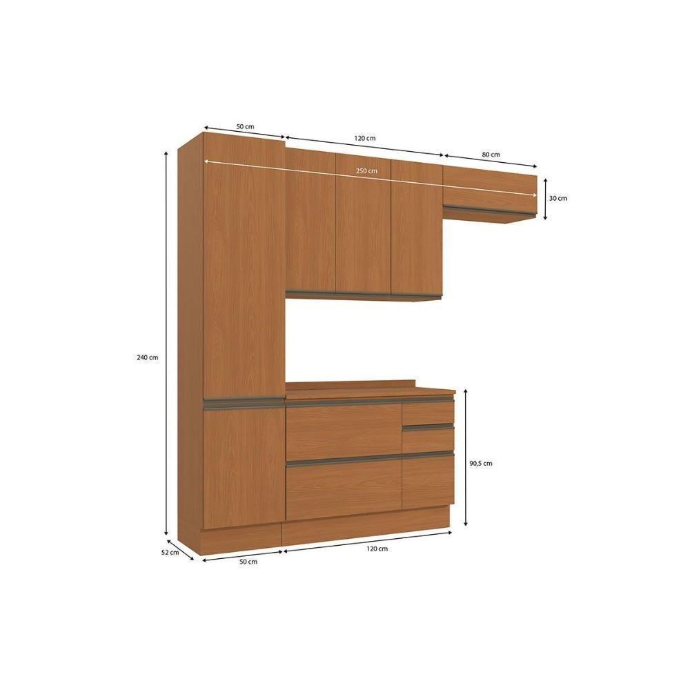 Cozinha Modulada Completa Maxxi 5 Peças (2aéreos+1balcão+1paneleiro+1complemento) C5p117 Canela - Kappesberg - 3
