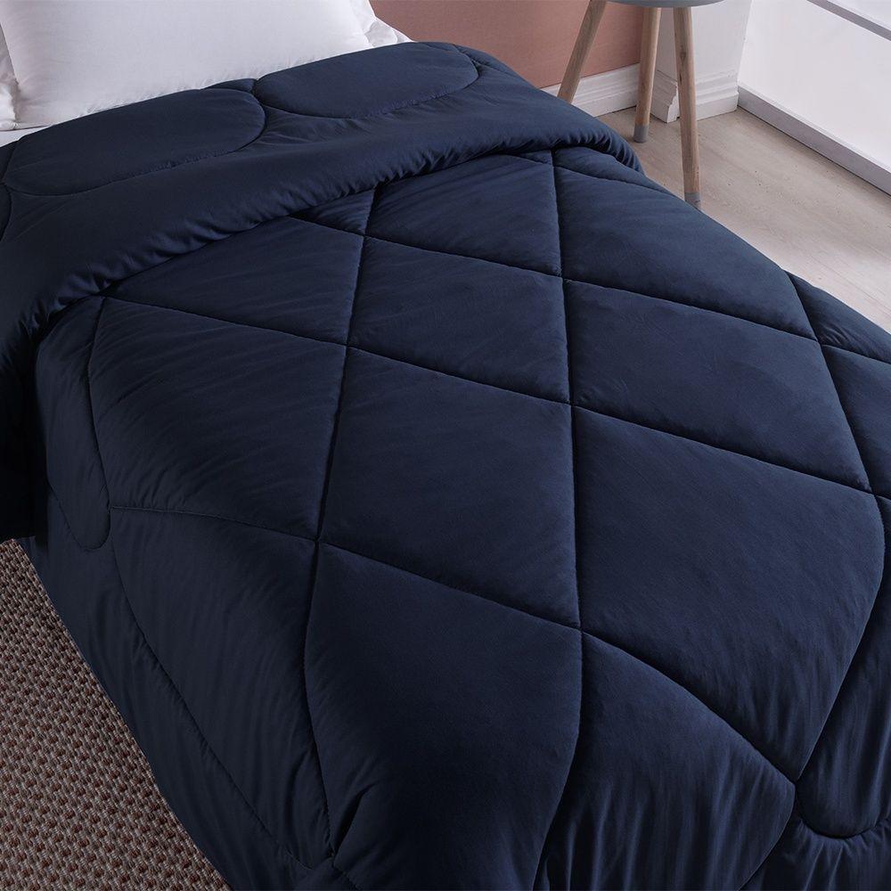 Edredom 1 Peça Solteiro Percal 200 Fios Unique 100% Poliéster - Azul Marinho - 3