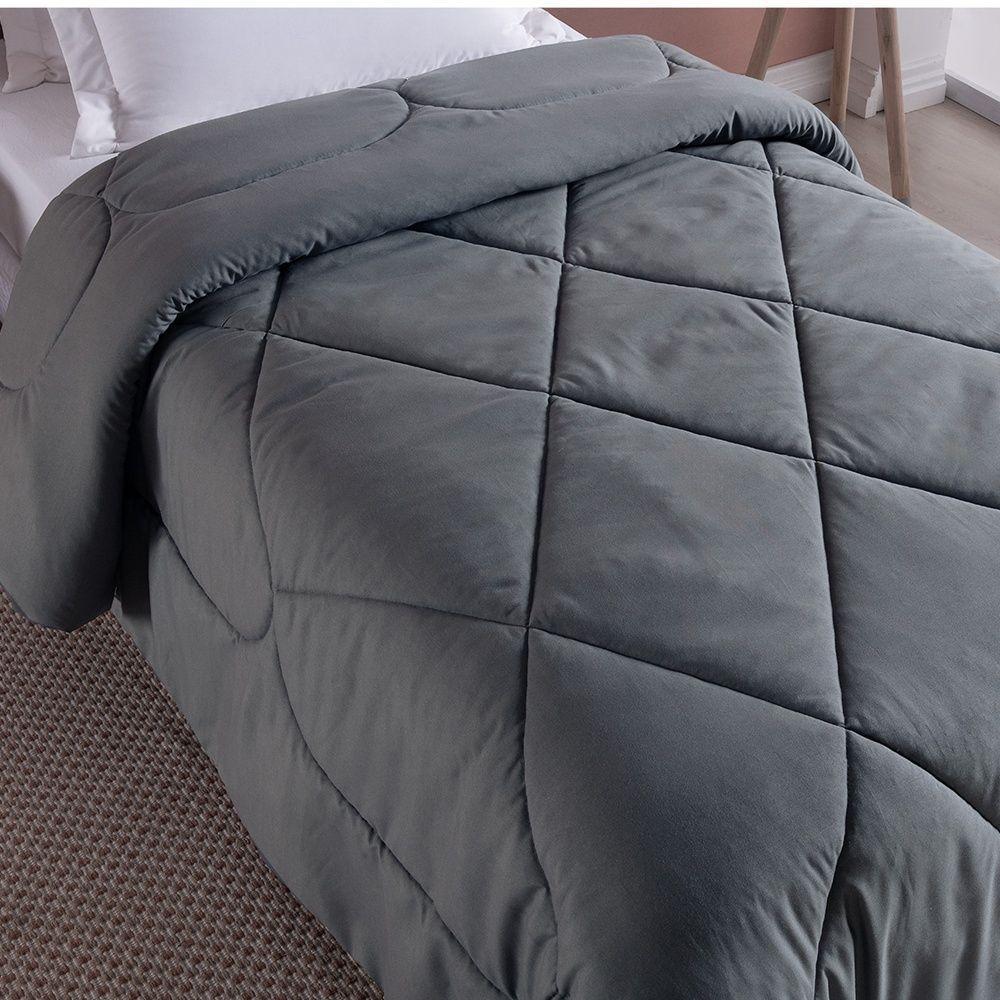 Edredom 1 Peça Solteiro Percal 200 Fios Unique 100% Poliéster - Grafite - 4