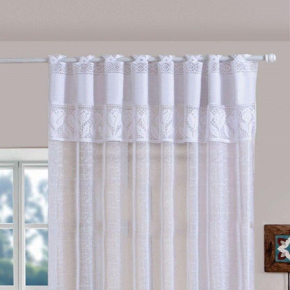 Cortina De Cozinha Bella Janela Renda Com Bandô 2,20m X 1,25m 100% Poliéster - Branca - 3