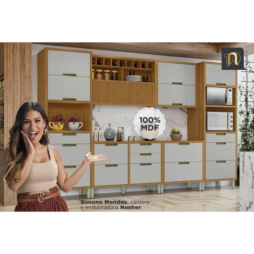 Cozinha Modulada Nesher Imperatriz 3 Peças (2aéreos+1balcão) C6p45 Freijo-off White-nesher - 4