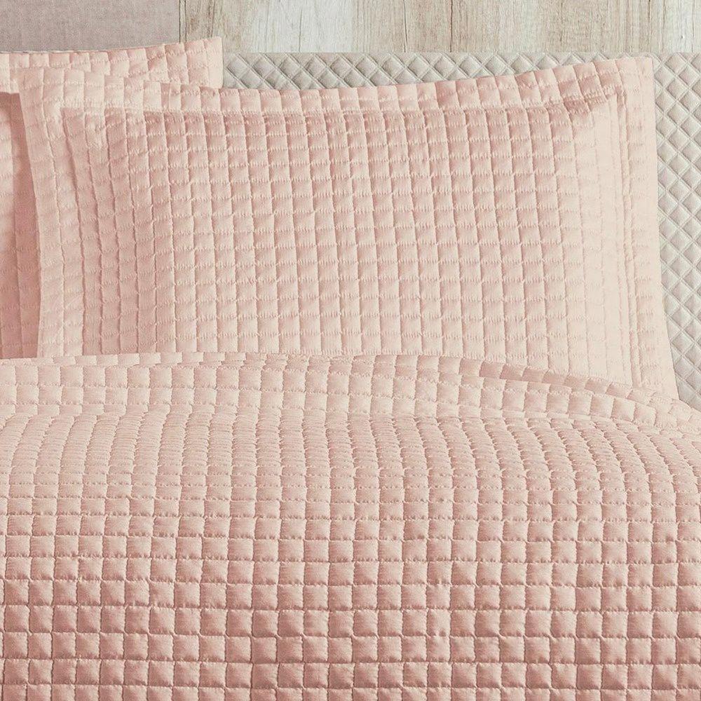 Cobre Leito 3 Peças Queen Percal 200 Fios Plata 100% Poliéster - Rosa Claro - 3