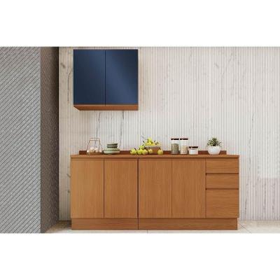 Kit de Cozinha Completa 5 Peças Ciela 4 Portas 3 Gavetas MDF Azul