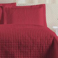 Cobre Leito 3 Peças Queen Percal 200 Fios Plata 100% Poliéster - Vermelho - 2