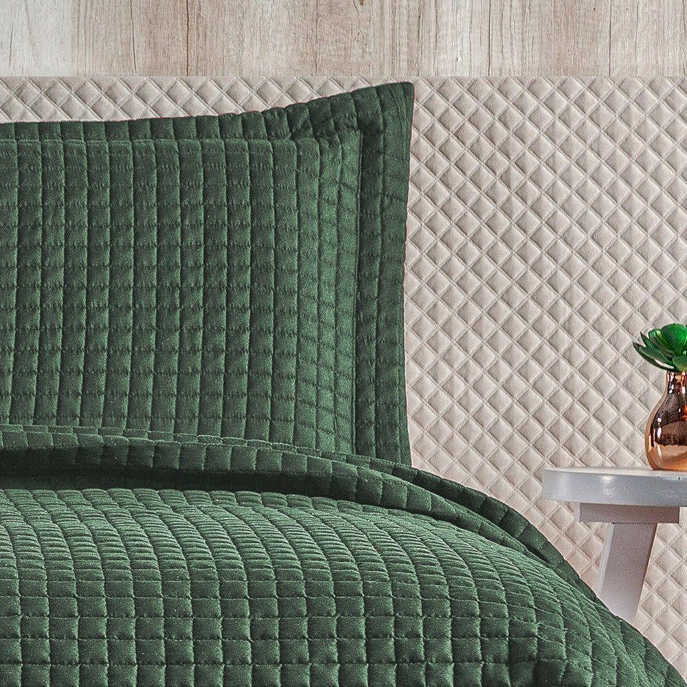 Cobre Leito 3 Peças Queen Percal 200 Fios Plata 100% Poliéster - Verde Militar - 3