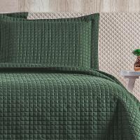 Cobre Leito 3 Peças Queen Percal 200 Fios Plata 100% Poliéster - Verde Militar - 2