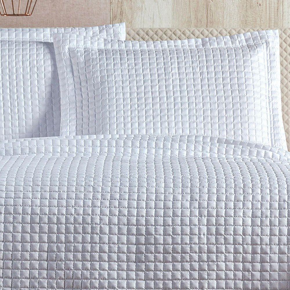 Cobre Leito 3 Peças Queen Percal 200 Fios Plata 100% Poliéster - Branco - 2