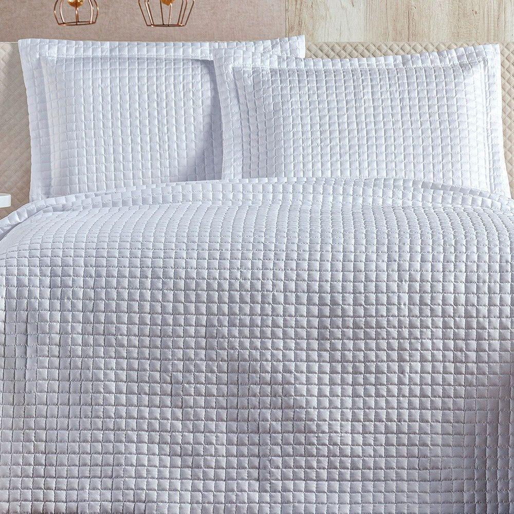Cobre Leito 3 Peças Queen Percal 200 Fios Plata 100% Poliéster - Branco - 3
