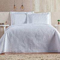 Cobre Leito 3 Peças Queen Percal 200 Fios Plata 100% Poliéster - Branco - 1